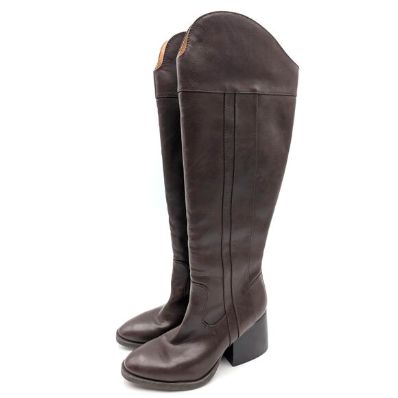 Korks Scarlet Western Boots Women's Side Zip Dark Brown Size US6M EU36.5 - Picture 1 of 14